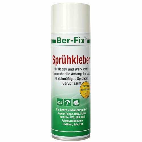 Ber-Fix 6x 500ml Sprühkleber- Polsterarbeiten Akustikschaum Schaumstoff Stoff mit regulierbare Sprühbreite Flexibles auftragen wie sie es brauchen