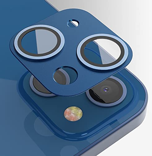 GIOPUEY Camera Protector for iPhone 13, iPhone 13 mini Camera Lens Protector [2 in 1 Material] Metal Frame + Tempered Glass - Blue