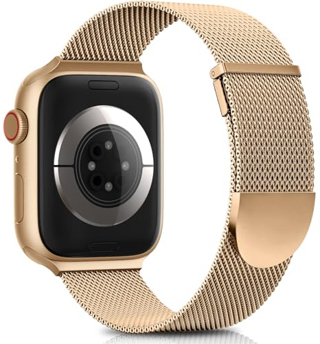 Higgs Bracelet Milanais Compatible avec Bracelets Apple Watch Femme Homme | 44/45/42/46/49mm Bracelet Maille D'acier Inoxydable avec Fermoir Magnétique pour Serie 11 10 9 8 Se 7 6 5 4 Ultra 3 2 1
