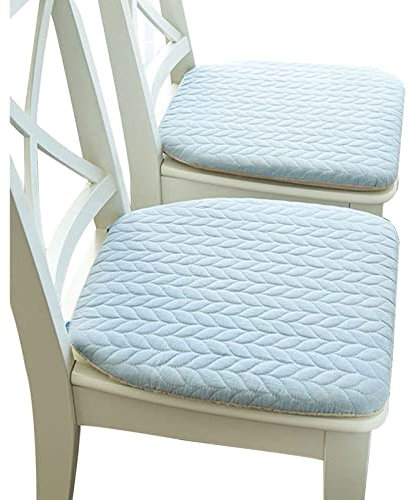 Yadlan Stuhlkissen Landhausstil mit BäNdern, 4er Set Gepolstertes Sitzkissen 40x40, Waschbar Stuhlauflagen KüChenstuhl, rutschfest Esszimmerstuhl Sitzpolster(Color:Hellblau)
