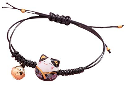 USHOBE Lucky Cat Bracelet Feng Shui Maneki Neko String Armbänder Verstellbar Viel Glück String String Geflochten