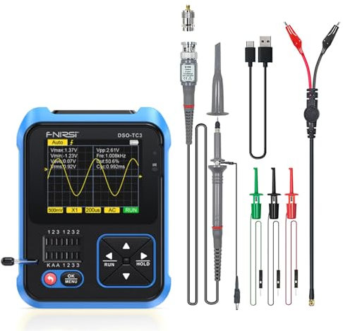 WANGCL TC3-3 in 1Handheld Portable Oscilloscope ESR Tester 2.4 TFT Display 1500mA Digital Mini Oscilloscope -200KHz Bandwidth and 2.5MS/S Sampling Rate