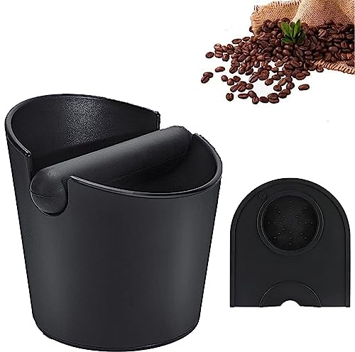 Espresso Coffee Knock Box, Coffee Grind Waste Container, Coffee Machine Accessories Bin, Shock-Absorbent Durable Barista Knock Box for Coffee Ground with Espresso Tamping Mat