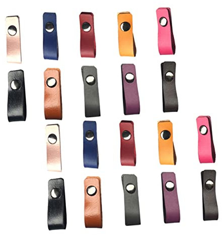 ULDIGI 20pcs Leather Buckle Tie Wire Ties Straps Cable Cord Organizer Bracelet Leather Cord Organizer USB Tidy Telephone Headsets Cable Microfiber Earphone Office Chair