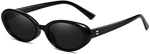 YOJUED Retro ovale Sonnenbrille, Herren Damen modische Retro-Brille, Brille mit ovalem Rahmen, UV-Schutz 400 (Schwarz/Grau)