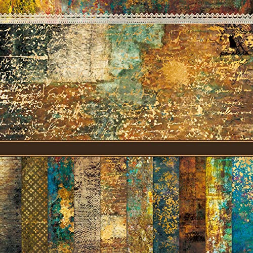 LICHENGTAI Scrapbooking Papier, 24 Blatt 15x15cm Vintage Scrapbooking Papier Dekopapier Motivpapier Bastelpapier Aufkleber Retro Scrapbook Set DIY Geschenk für Scrapbooking, Reisetagebuch, Album