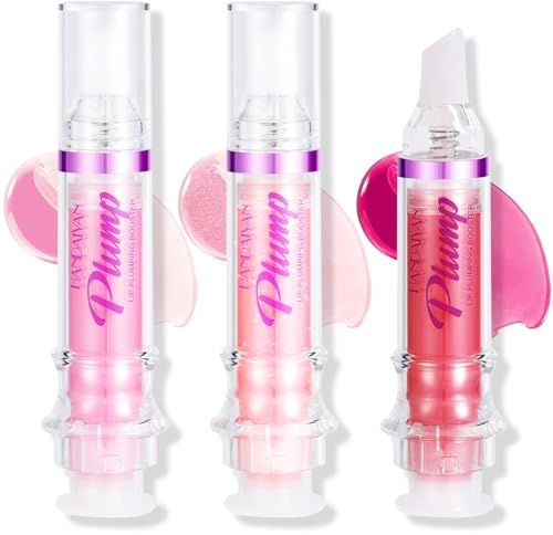 Erinde 3 Colors Lip Plumping Booster, Spicy Lip Plumper Gloss Lip Plumping Oil, Ultra-Hydrating & Nourishing Plump Lip Plumper, Glossy Finish Fuller Natural Lip Gloss for Women Girls