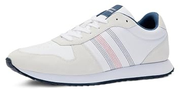 Tommy Hilfiger Runner Sneaker Hombre Runner EVO Mix Stitch Calzado Deportivo, Blanco (White), 44