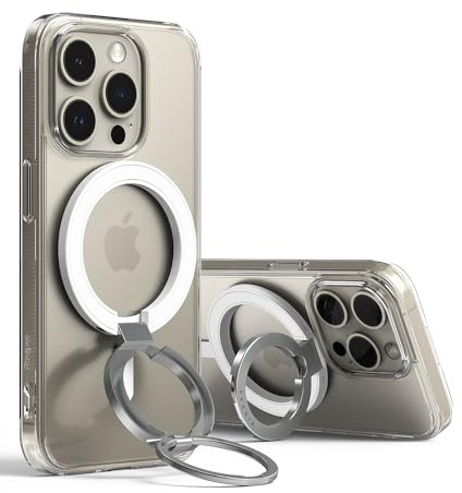 Ringke Smart Ring Magnetic [360 Degree Rotation] Phone Ring Holder, Foldable Adjustable Finger Kickstand, Magnetic Cell Phone Grip Compatible with iPhone & Android Smartphones - White
