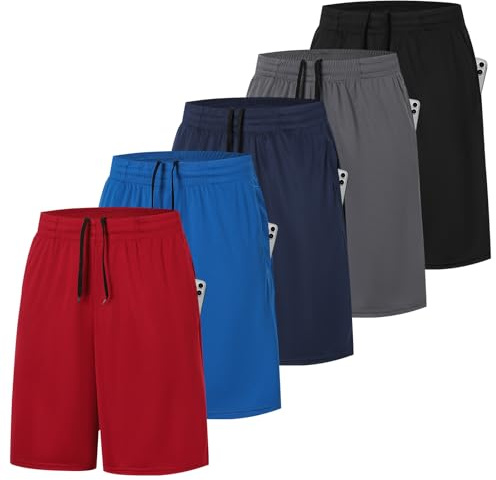 ZENGVEE 5er Pack Sporthose Herren Kurz Sport Shorts Hosen Kurze Männer | Trainingshose mit elastischem Bund und Kordelzug,schnell trocknend,atmungsaktiv,Jogginghose Gym Hose für Workout,Tennis