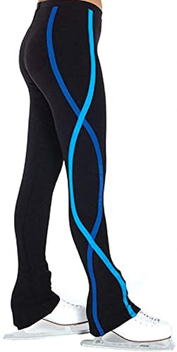ZMIN Eiskunstlauf-Leggings, Eislauf-Strumpfhose Für Damen, Gerade Geschnittene Skate-Hose, Warme Eislauf-Schwarz-Leggings,B,M