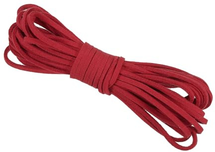 PATIKIL 5.5 Iarde x 3mm Finta Pelle Scamosciata Corda Pelle Pizzo Corda per Bracciale Collana Perline Realizzare Artigianato Fai da Te Rosso