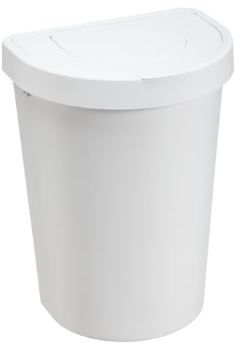 Plast Team Seattle Swing Abfalleimer mit Schwingdeckel, Mülleimer (Weiß, 25L)