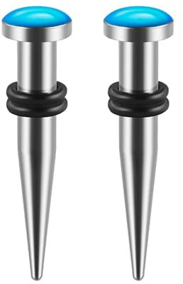 ANAZOZ Ohr Tunnel 5mm, Edelstahl Ohr Flesh Plug 2er Set Ohr Dehnstäbe Herren, Ohr-Stretching Ohrringe Blau
