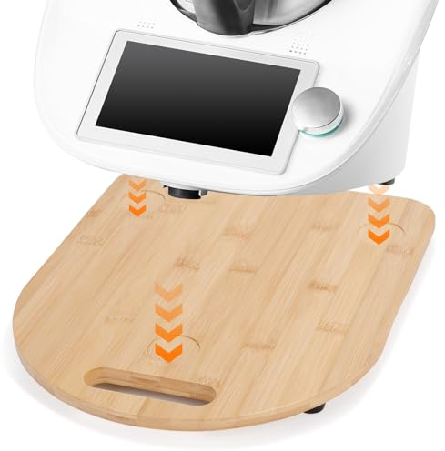 MUUKAIII Gleitbrett für Thermomix TM6 / TM5, Schnelles Bewegen Rollbrett für Thermomix Vorwerk Küchenmaschine TM6 TM5 Zubehör Unterlage Brett, Gleitbrett aus Bambus Holz