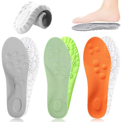 Plantillas Memory Foam Plantilla Fascitis Plantar 3 Pares Plantillas Pies Planos para Mujer y Hombre Insoles Pies Cavos Palmilhas Transpirables para Zapatillas Deportes Trabajo Botas (43-44 EU 275mm)