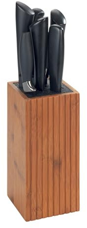 WENKO Messerblock mit Borsteneinsatz Mod. Mera, Küchenmesser Aufbewahrung aus Bambus, 10 x 22 x 10 cm, Dunkelbraun