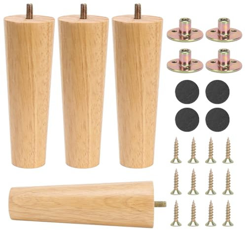 HO2NLE 4 Stück Möbelfüße Holz Tischbeine Ersatz Sofafüße Möbelbeine Holzbeine Konisch Schrankfüße für Möbel Sofa Bett Schrank Beine Couch Stuhl (15CM)
