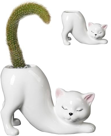 Generisch Pflanztopf Katze - Blumentopf Tier Figur Deko - Katze Pflanzgefäß In Katze Form - Blumentöpfe In Tierform - Aufbewahrungsbox Blumentopf Pflanzenbehälter