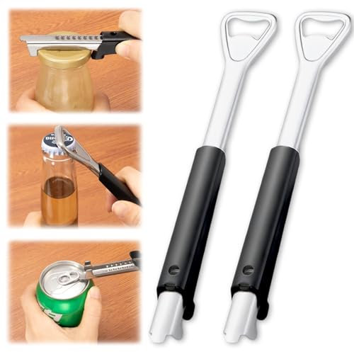 Abrelatas Manual de 2 Paquetes Multifunción Abrelatas Profesional can opener de Acero Inoxidable Abrelatas Ajustable Abrebotellas para personas mayores, personas con artritis y chefs