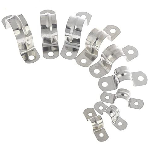 10pcs Stainless Steel U Shaped Saddle Clamp Water Hose Tube Pipe Clips Water 32mm Tubing Retaining Clips,16mm Brackets(32mm)