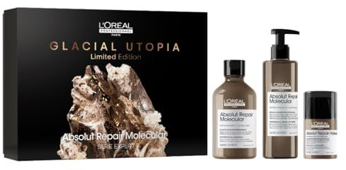 L'Oreal Professionnel Hair Care Set: Absolut Repair Molecular Giftbox Trio - Repairs 2 Years of Hair Damage, Restores Strength & Elasticity, Heat Protection Up to 230C