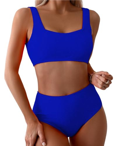 Rand Allegra Ensemble pole dance pour femme avec haut de sport et short haute tenue et confort Bleu, bleu, M