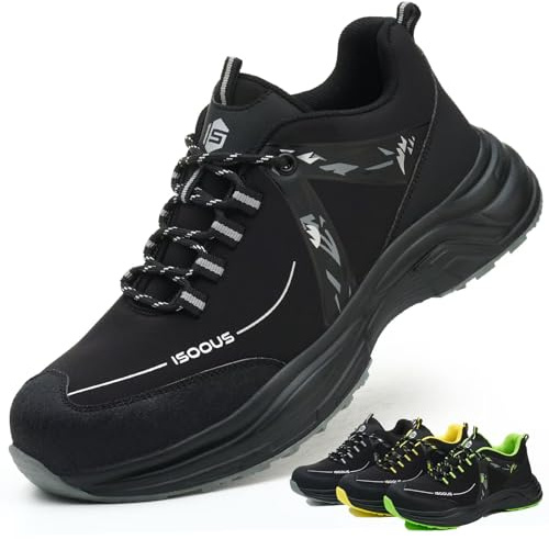 Scarpe Antinfortunistiche Uomo Donna Scarpe da Lavoro Leggere Scarpe da Cantiere Antiscivolo Traspiranti Nero 44