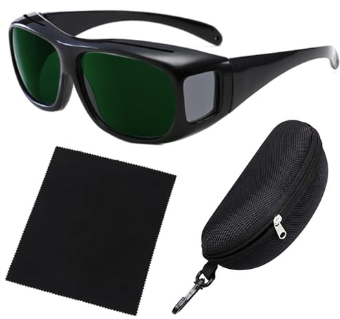 LADYPONYCSC Welding Goggles, UV Protection, Wrap-Around Design, Non-Slip Anti-Scratch UV Protection Laser Hair Removal Protective Glasses, Black Frame with Case