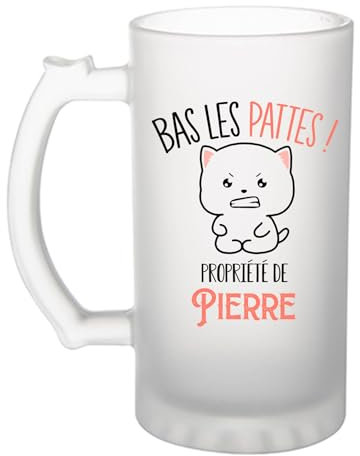 Planetee Chope Pierre Bas les pattes Chat | Verre à bière Originial Cadeau Anniversaire Noël Humour fête des pères