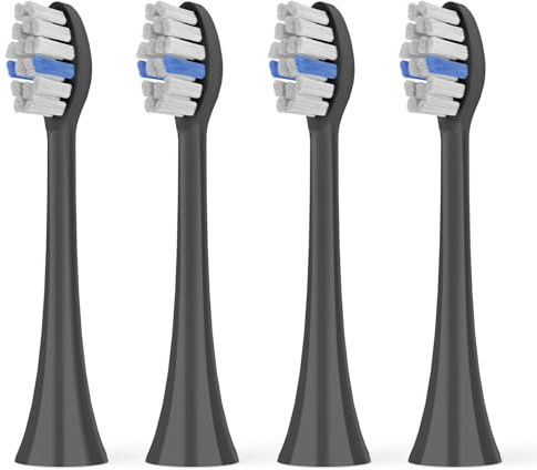 Lächen Ersatzbürstenkopf,Mäßige Härte des Bürstenkopfes, Passend für alle elektrischen Zahnbürsten von Lächen, W161 Schwarz, 4 Stück