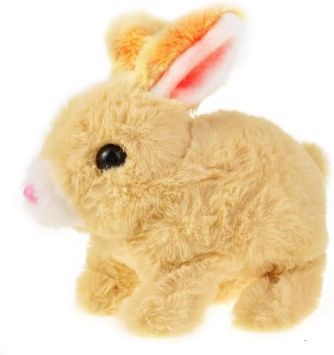 ZBATHTOY hoppande kanin, interaktiv leksak, kanin med ljud, rörelser, animerad, promenader, vingling, öron, ryck, näsa, påsk, plyschhare för påsk, presenter, pojkar, flickor (gul)