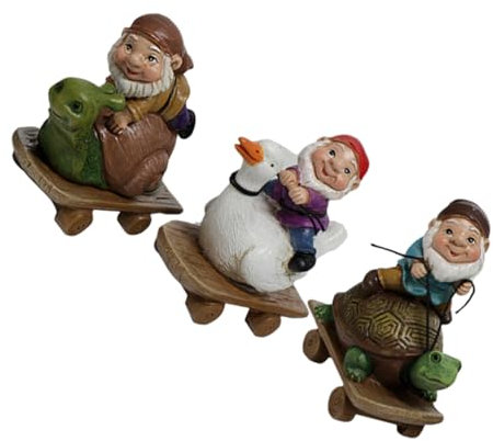 TINEASUR Décorations de GNOME 3 Pièces en Résine, Mini Statues de Jardin