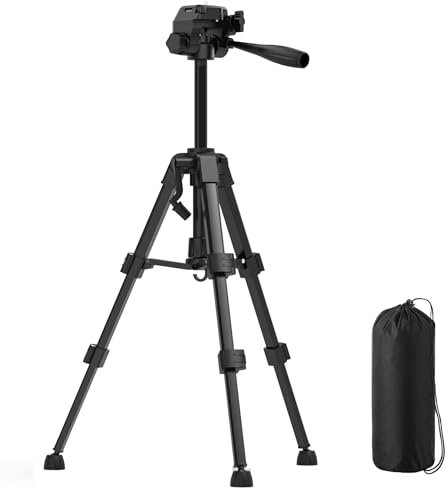 HYCHIKA Treppiede per Livella Laser, Inclinazione e Rotazione Della Livello Laser di 90°, 180°e 360°in Verticale o Orizzontale, con Filettatura da 1/4, Borsa in Tessuto (Altezza: 30-65 cm)