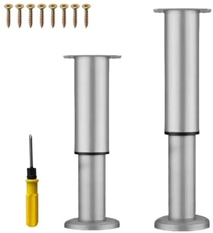 NCRGB 2 Stück Möbelfüße Metall Grau 25-43 cm,Verstellbare Möbelfüsse,Einstellbare Höhe,Belastbar bis 400 KG,Möbelbeine für Fernsehschrank Sofa Lehrstuhl Badezimmerschrank mit Schraubendreher