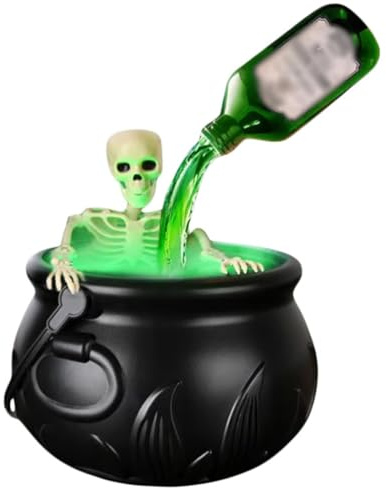 Halloween Deko Outdoor Hexenkessel mit Nebel,Witches Cauldron Kunststoff Großer Hexentopf,Hexenkessel Süßigkeiten Kessel Halloween Partys Dekoration (Schwarz)