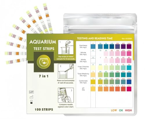 HAMKU Strisce Test Acqua 7 in 1, 50 Pezzi per Durezza, Alcalinità, Cianurico, Cloro Totale, Cloro Libero, Bromo, pH – Kit Analisi Acqua per Potabile, Piscina, Acquario, Spa