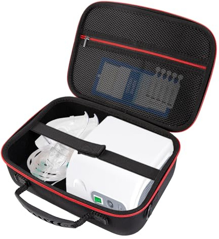 FDFuZhao Nebulizer Bag for Smart Nebulizer,Portable Hard Case,Desktop Inhaler Nebulizer for Home Travel Use, Medicine Storage Bag for Inhaler Spacer, Masks, Asthma Accessories for Kids and Adults,Red