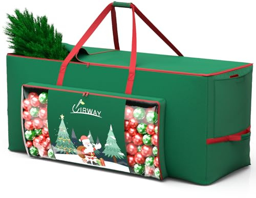 UIRWAY Weihnachtsbaum Aufbewahrung für 275cm Weihnachtsbaum, 600D Oxford Tannenbaum Tasche mit Transparente Fronttasche und Seitentasche, Stabilen Griffen und Doppeltem Reißverschluss (Grün)
