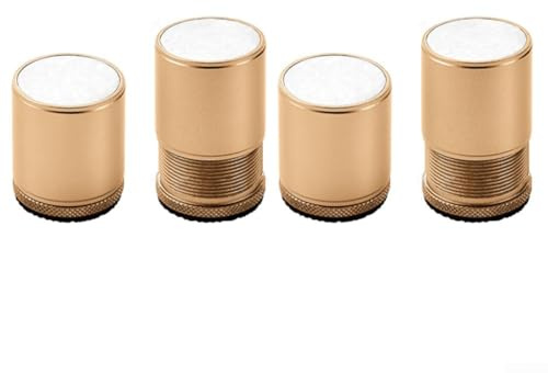 Juego de 4 elevadores ajustables para patas de mesa de cama con construcción robusta de metal y silicona, amortiguación de ruido y base antideslizante para una elevación estable (dorado)