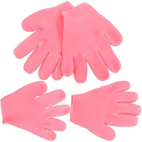 Cabilock Guantes de Silicona Hidratantes para Manos Secas Guantes Nocturnos Loción para Mujer Pack de 2 Pares Color Rosa para Cuidado y Reparación Piel Durante la Noche
