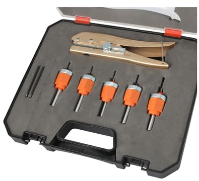 Pongnas Juego de Brocas Avellanadas de Alta Resistencia de 8 Mm, 5 Tamaños 2,8 Mm, 3,0 Mm, 3,2 Mm, 3,5 Mm, 4 Mm con Punzón de Banda, para Perforación de Tableros de Densidad de PVC de (6 piezas)