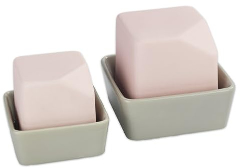Luftbefeuchter Mod. Livia, dekorativer Verdunster, verbessert das Raumklima bei trockener Heizungsluft, 2-teliges Set, Räume bis 18 m², Keramik, 50 ml und 200 ml