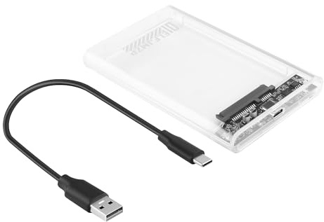 ELFJMZP 2,5 Zoll Externes SSD/HDD Gehäuse, USB 3.0 SATA Festplattengehäuse mit UASP Unterstützung, passend für 7mm/9.5mm Laufwerke, werkzeuglos & transparent, mit USB 3.0 Anschlusskabel