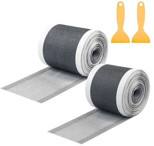 2 Stück Abflusssieb Dusche, 7cm x 10m & 10cm x 10m, Duschsieb mit Plastikspatel, Abfluss Haarfänger, Duschabfluss Haarsieb Mesh Aufkleber für Duschrinne Bad, Duschen Badewannen