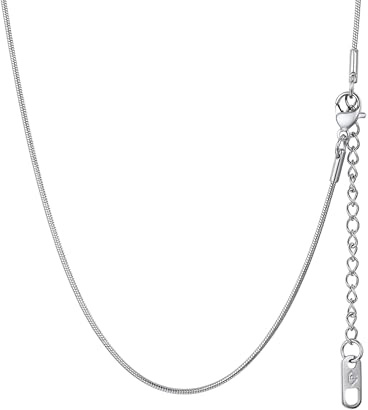 PROSTEEL Snake Chain Necklace with Sturdy Clasp Silver 1/1.2/1.5/2MM Thin Chain for Adding a Pendant Women Jewellery 316L Stainless Steel (With Gift Box)