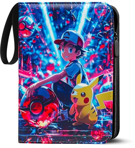 LYAILOOGXL Sammelalbum für Pokémon 400 Karten: 50 Seiten (4 Fächer) | Wasserdichtes PU-Leder – PVC-frei & kompatibel mit Scarlet & Violet, Sword & Shield – Für Sammler & Kinder ab 6 Jahren