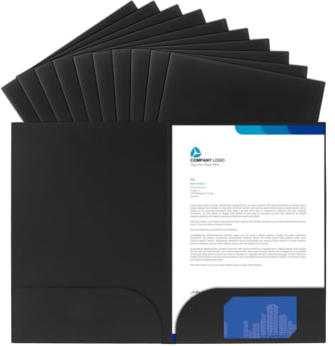 AZKEEGREY 20 Pcs A4 Paper File Folder, with Business Cards Slot Pockets | Black, Kraft CardboardFolders for Paperwork, Document, File, Paper, Office