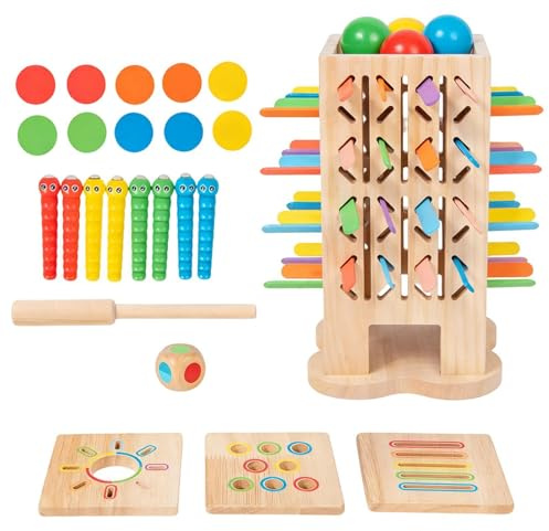 Mikado spel, 5-i-1 pinne leksak med tärningar, pedagogiskt uppvaknande spel | för dagis klassrum, hand-öga-koordination, strategisk reflektion,