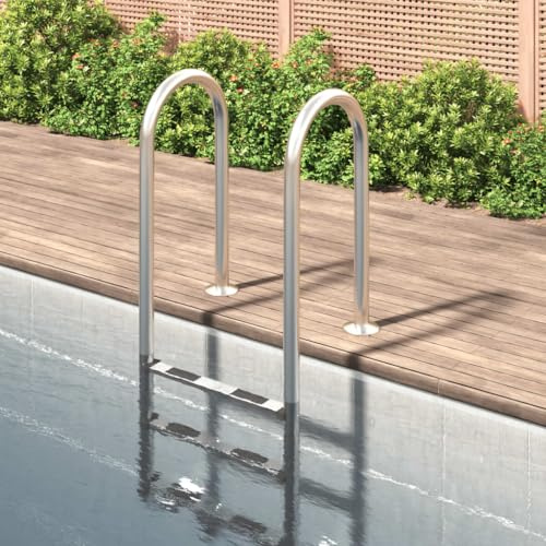 Sephironlbb Poollstege av rostfritt stål 304, 54 x 38 x 158 cm, med 3 halkfria steg, stabil poolstege för inbyggd pool och uppställningspool, säkert instegsstöd för bubbelpool, trädgård, utomhus
